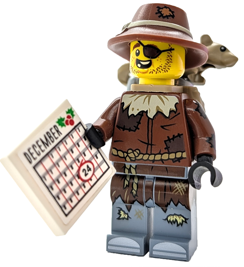 Rusty Dusty holding a calendar